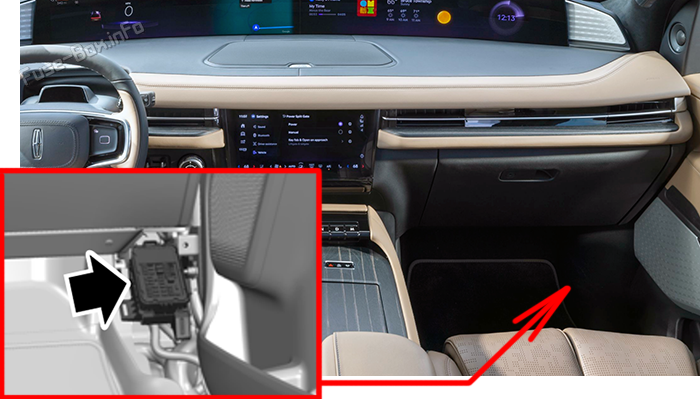Расположение предохранителей в салоне Lincoln Navigator (2025-2026)