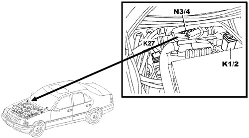 Расположение блоков предохранителей и реле Mercedes-Benz C-Class W202 1993-2001 - схема 6