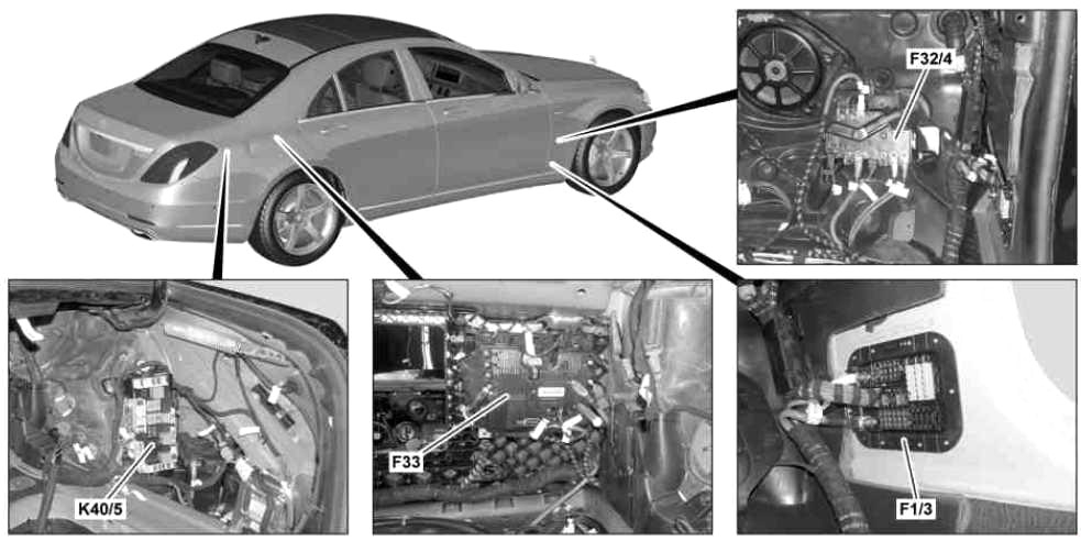 Расположение блоков предохранителей и реле Mercedes-Benz W222 C217 A217 2014-2018 - схема 2