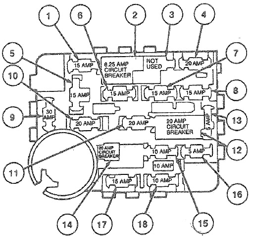 Расположение блоков предохранителей и реле Mercury Sable 1985-1991 - схема 2