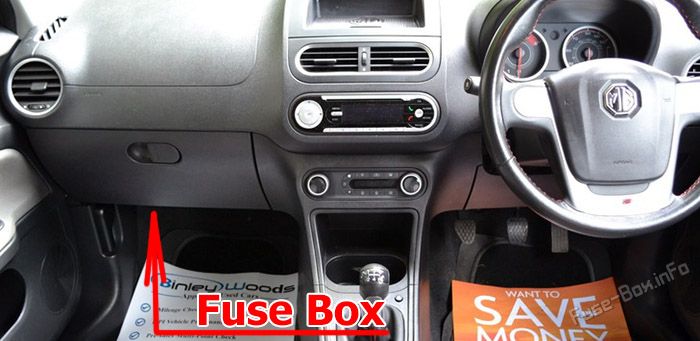 Location of the fuses in the passenger compartment: MG3 (2013-2018)