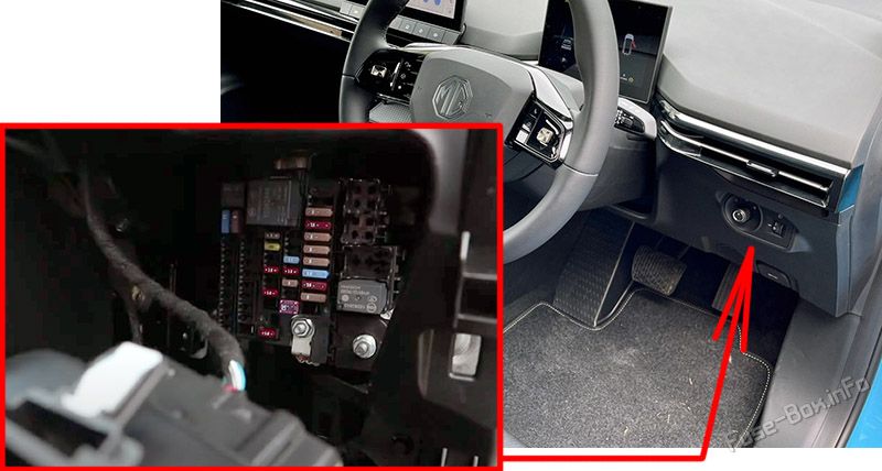 Location of the fuses in the passenger compartment: MG MG4 EV (2022-2024)