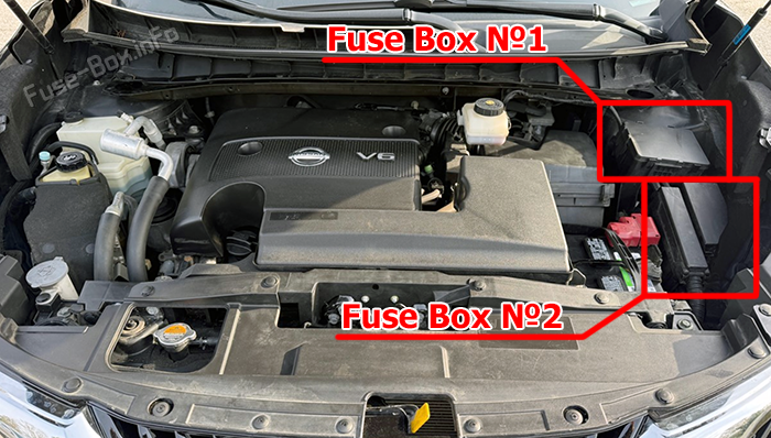 Расположение предохранителей в моторном отсеке: Nissan Murano (Z52; 2015-2024)