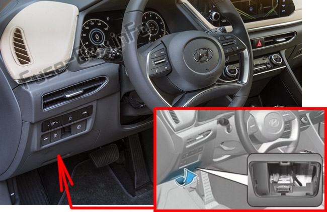 Расположение блоков предохранителей и реле Предохранители и реле Hyundai Sonata (DN8; 2020…) - схема 1