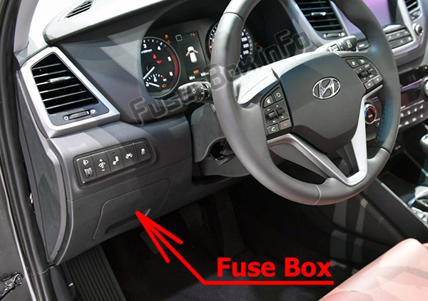 Расположение блоков предохранителей и реле Предохранители и реле Hyundai Tucson (TL; 2016-2019) - схема 1