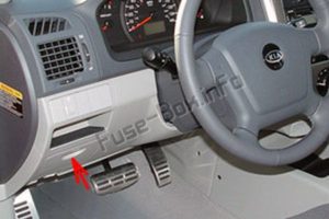 Расположение блоков предохранителей и реле Предохранители и реле KIA Cerato (2003-2008) - схема 1
