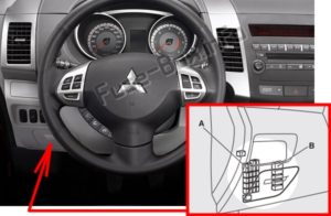 Расположение блоков предохранителей и реле Предохранители и реле Mitsubishi Outlander (2007-2013) - схема 1