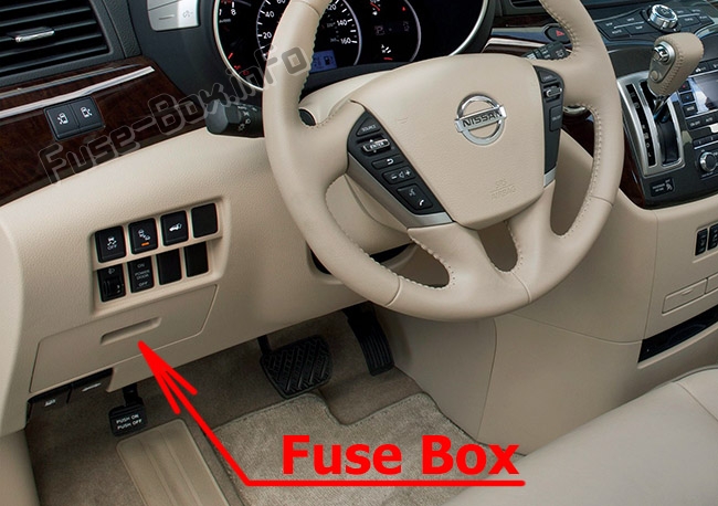 Расположение блоков предохранителей и реле Предохранители и реле Nissan Quest (RE52; 2011-2017) - схема 1