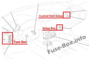 Расположение блоков предохранителей и реле Предохранители и реле Toyota 86 / GT86 (2012-2018) - схема 1