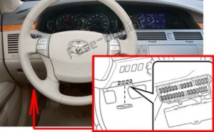 Расположение блоков предохранителей и реле Предохранители и реле Toyota Avalon (XX30; 2005-2012) - схема 3