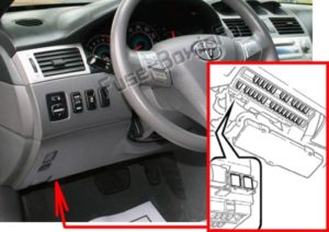 Расположение блоков предохранителей и реле Предохранители и реле Toyota Camry Solara (2004-2008) - схема 1