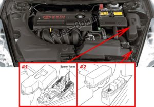 Расположение блоков предохранителей и реле Предохранители и реле Toyota Celica (T230; 1999-2006) - схема 3