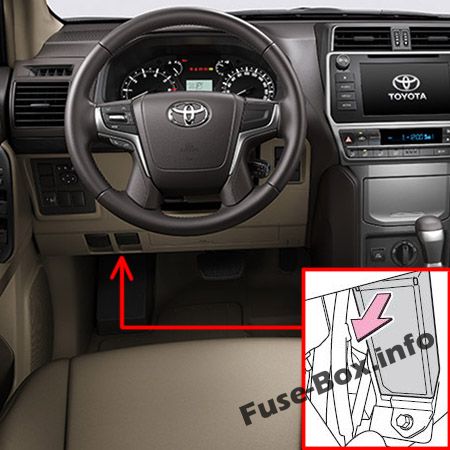 Расположение блоков предохранителей и реле Предохранители и реле Toyota Land Cruiser Prado (150 / J150; 2010-2018) - схема 1