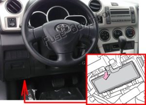 Расположение блоков предохранителей и реле Предохранители и реле Toyota Matrix (E140; 2009-2014) - схема 1