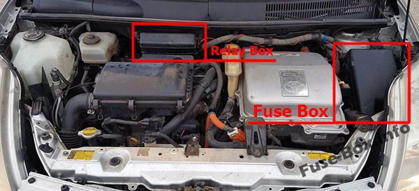 Расположение блоков предохранителей и реле Предохранители и реле Toyota Prius (XW20; 2004-2009) - схема 7
