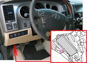 Расположение блоков предохранителей и реле Предохранители и реле Toyota Sequoia (2008-2017) - схема 1