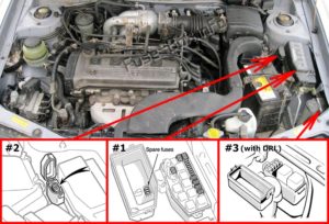 Расположение блоков предохранителей и реле Предохранители и реле Toyota Tercel (L50; 1994-1999) - схема 3