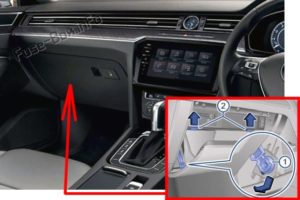 Расположение блоков предохранителей и реле Предохранители и реле Volkswagen Arteon (2017-2019) - схема 2