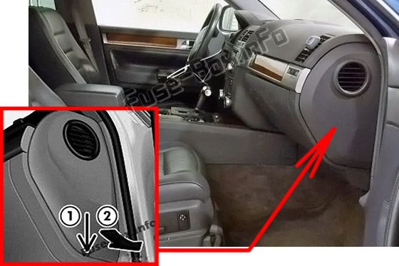 Расположение блоков предохранителей и реле Предохранители и реле Volkswagen Touareg (2002-2005) - схема 2
