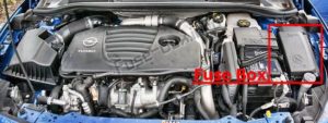 Расположение блоков предохранителей и реле Предохранители Opel Astra J (2009-2018) - схема 1