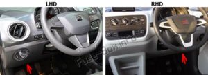 Расположение блоков предохранителей и реле SEAT Mii 2012-2018 - схема 1 Расположение блоков предохранителей и реле SEAT Mii 2012-2018 - схема 1