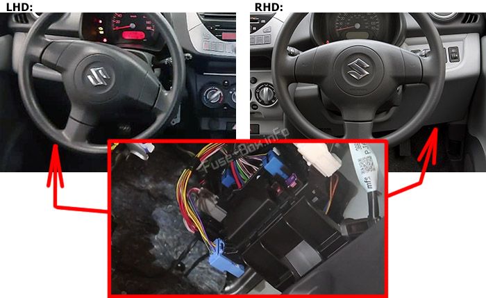 Расположение предохранителей in the passenger compartment: Suzuki Alto (2009-2014)