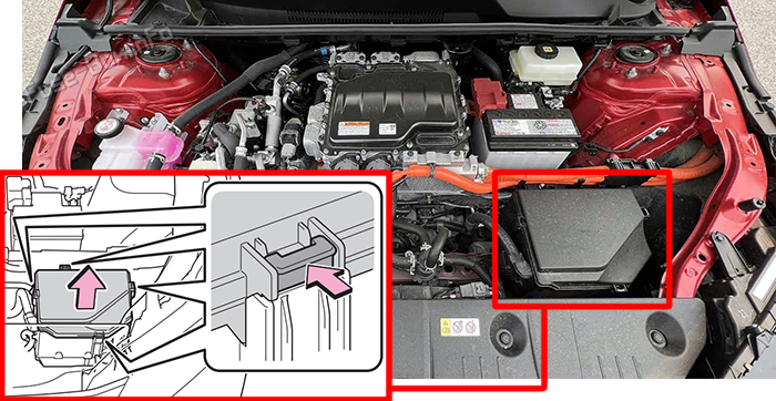 Расположение предохранителей in the front compartment: Toyota bZ4X / bZ (2023-2026)