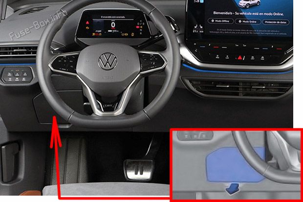 Расположение предохранителей в салоне (левый руль): Volkswagen ID.4 & ID.5 (2020-2022)