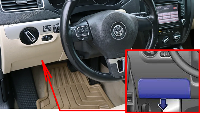 Расположение предохранителей в салоне: Volkswagen Jetta (2010-2017)