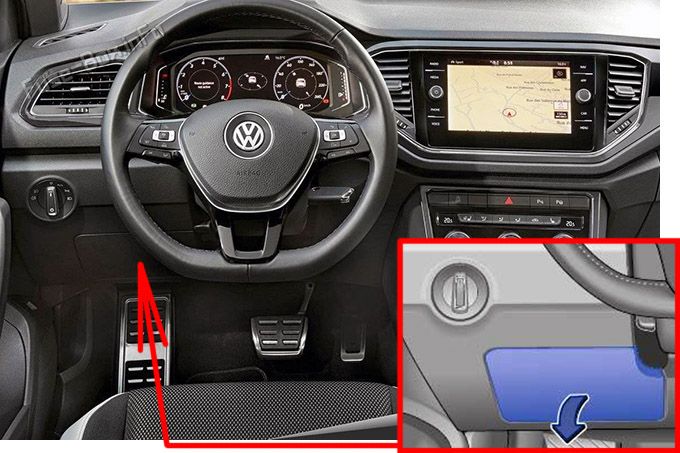 Расположение предохранителей в салоне (левый руль): Volkswagen T-Roc (2017-2020)
